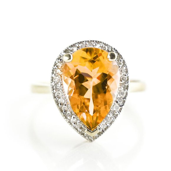 14K. GOLD RING WITH DIAMONDS & CITRINE - Picture 3 of 7